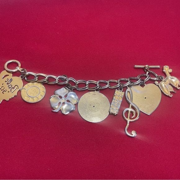 Vintage 1980s Gold-Tone Charm Bracelet – Poodle, Record, Rotary Phone, Clover - Picture 6 of 9